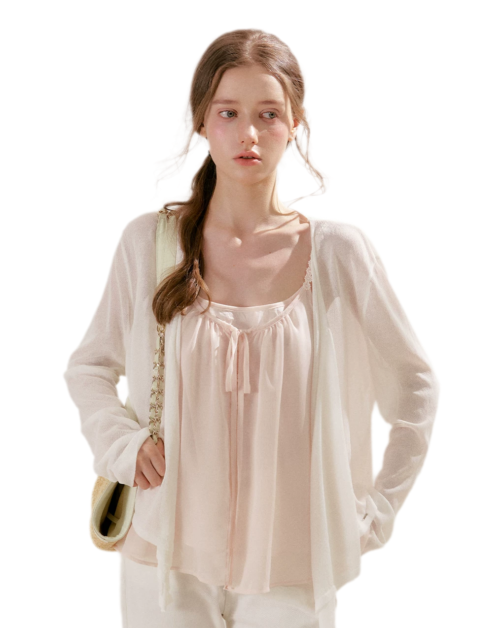 French Holiday Chiffon Top