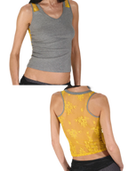 Lace Panel Slim Fit Striped Shoulder Vest Top