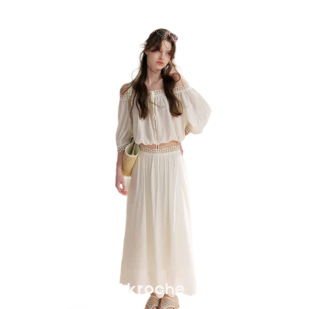 Lace Off-Shoulder Top & Skirt Set