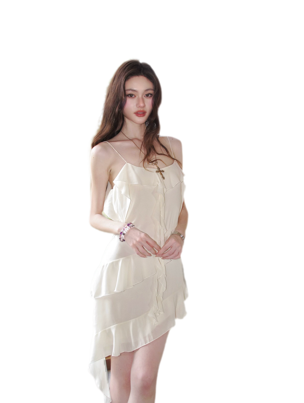 Ruffled Asymmetric Cami Dress
