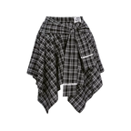 Asymmetric Lace Patchwork Plaid Skirt/Top