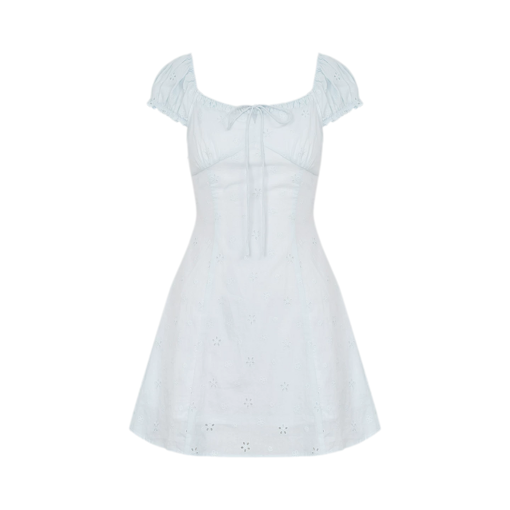 Embroidered A-Line Short Sleeve Dress