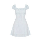 Embroidered A-Line Short Sleeve Dress