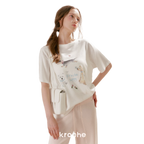 Tencel Lace Puppy Print T-Shirt
