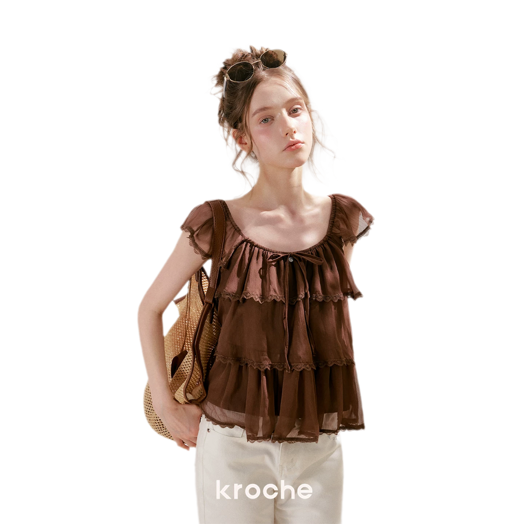 Tiered Ruffle Chiffon Blouse
