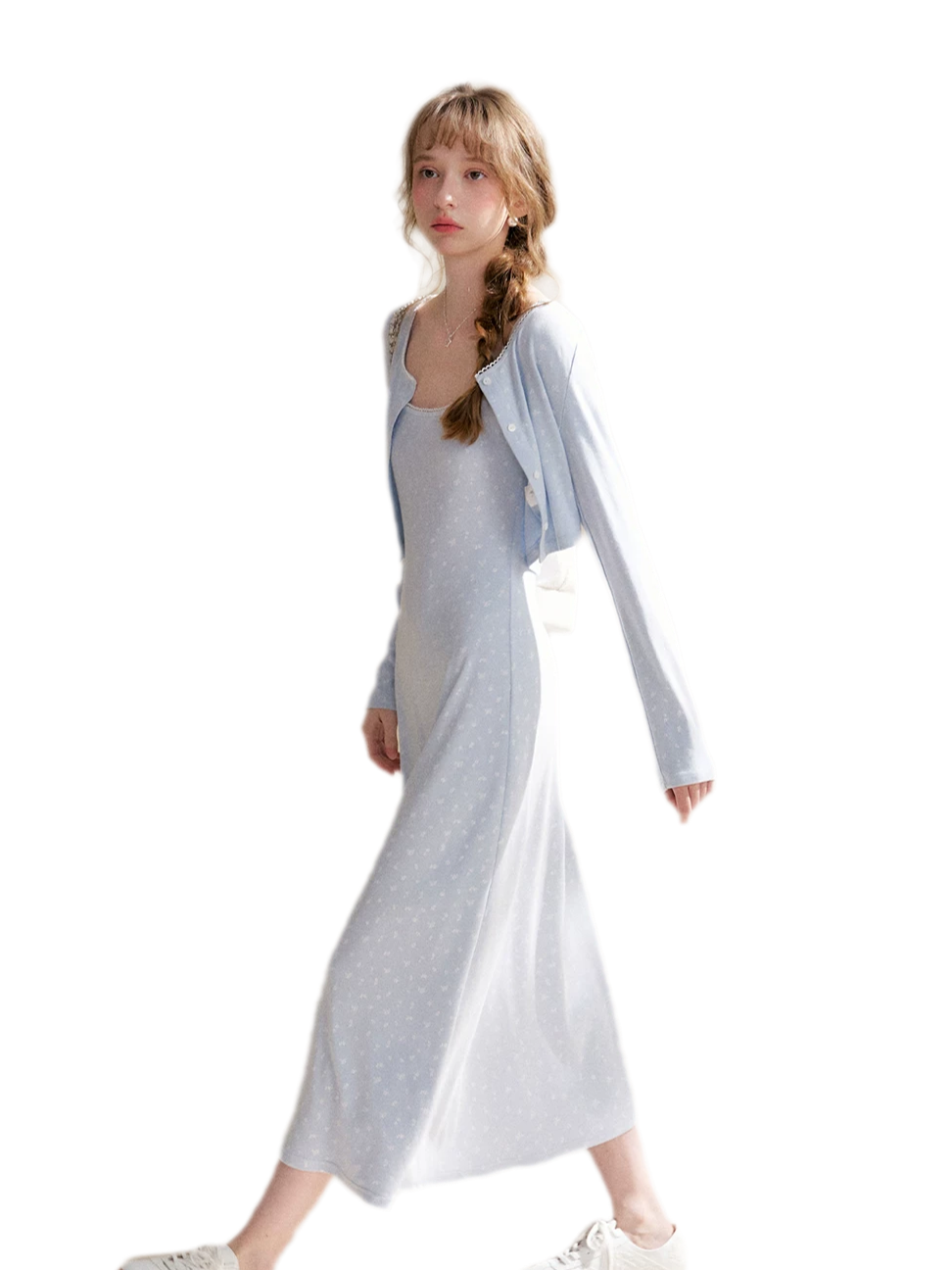 Rose Knit Cardigan Dress