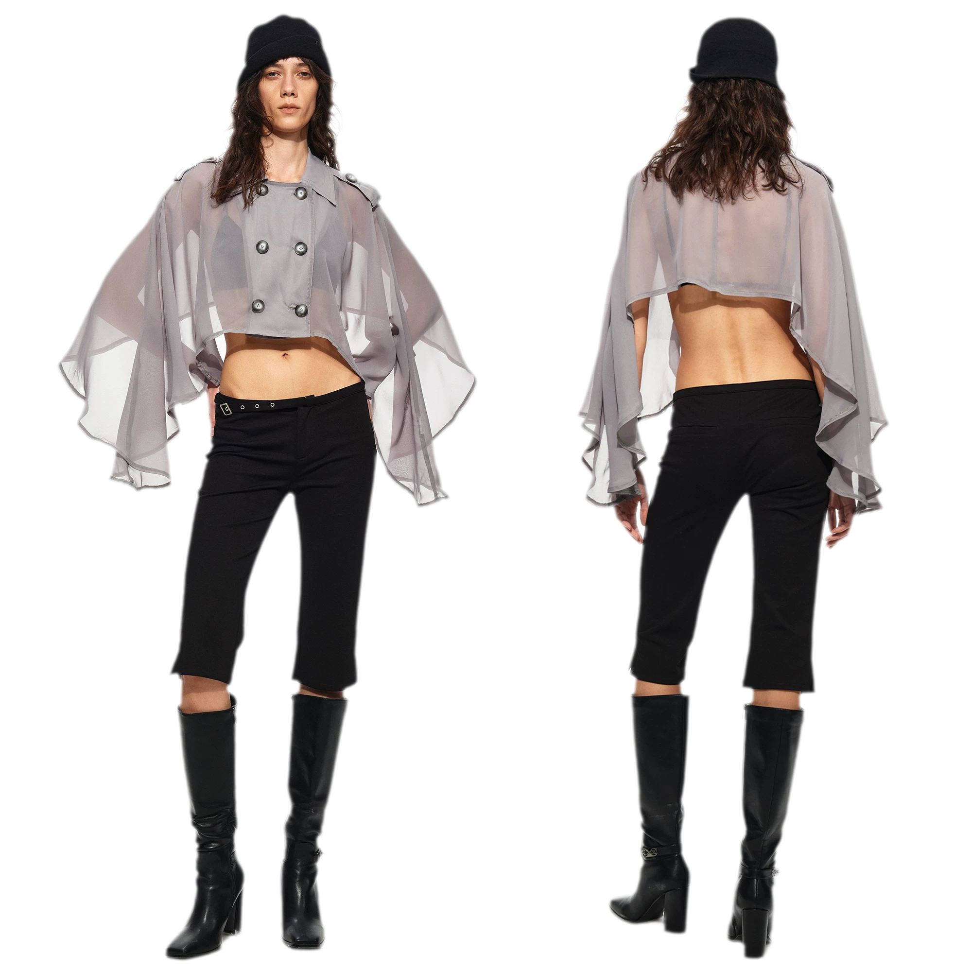 Sheer Trench Cape Top