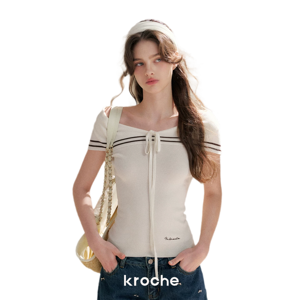 V-Neck Tie Knit Top