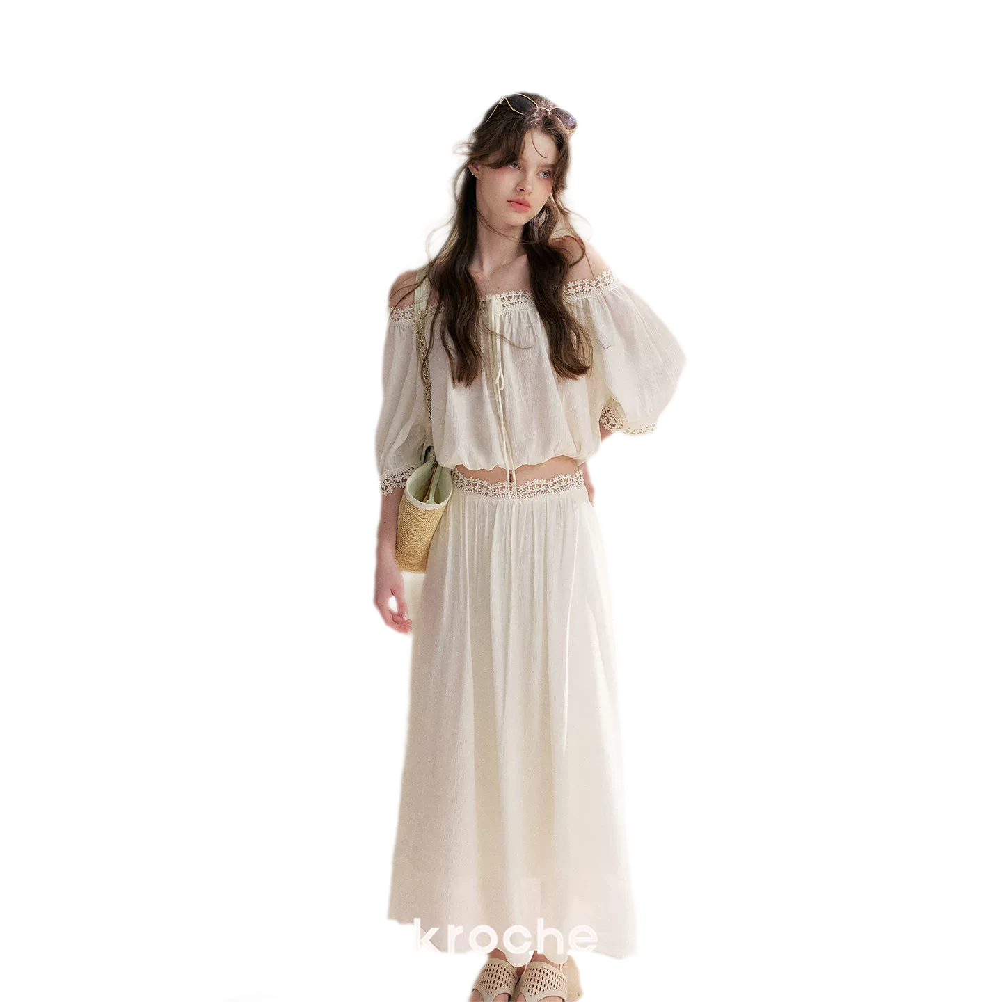 Lace Off-Shoulder Top & Skirt Set