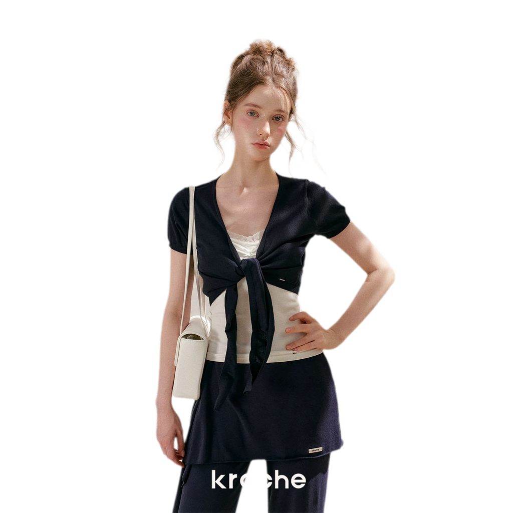 Sportique Cropped Knit Cardigan